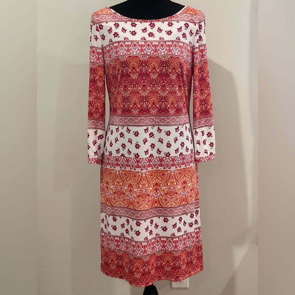 Chaps 6 Floral/Boho Patterned‎ Zipper Back Dress w Stretch 473